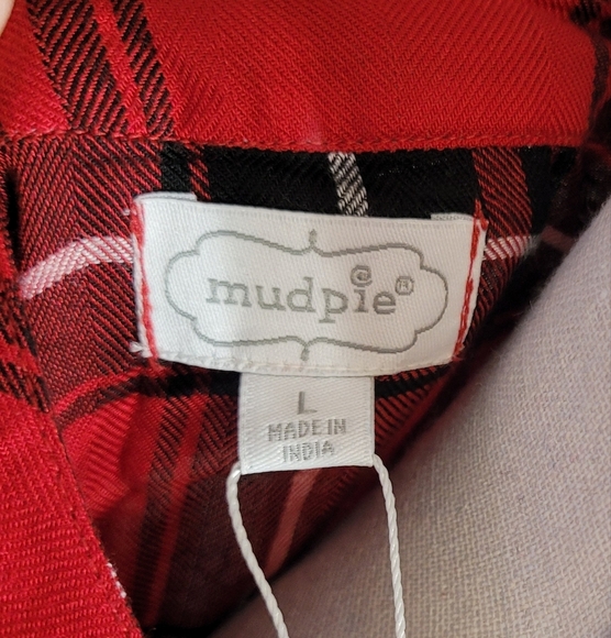 Mud Pie Red Plaid Decker Dress Long Top L Buffalo plaid NWT - Picture 4 of 6